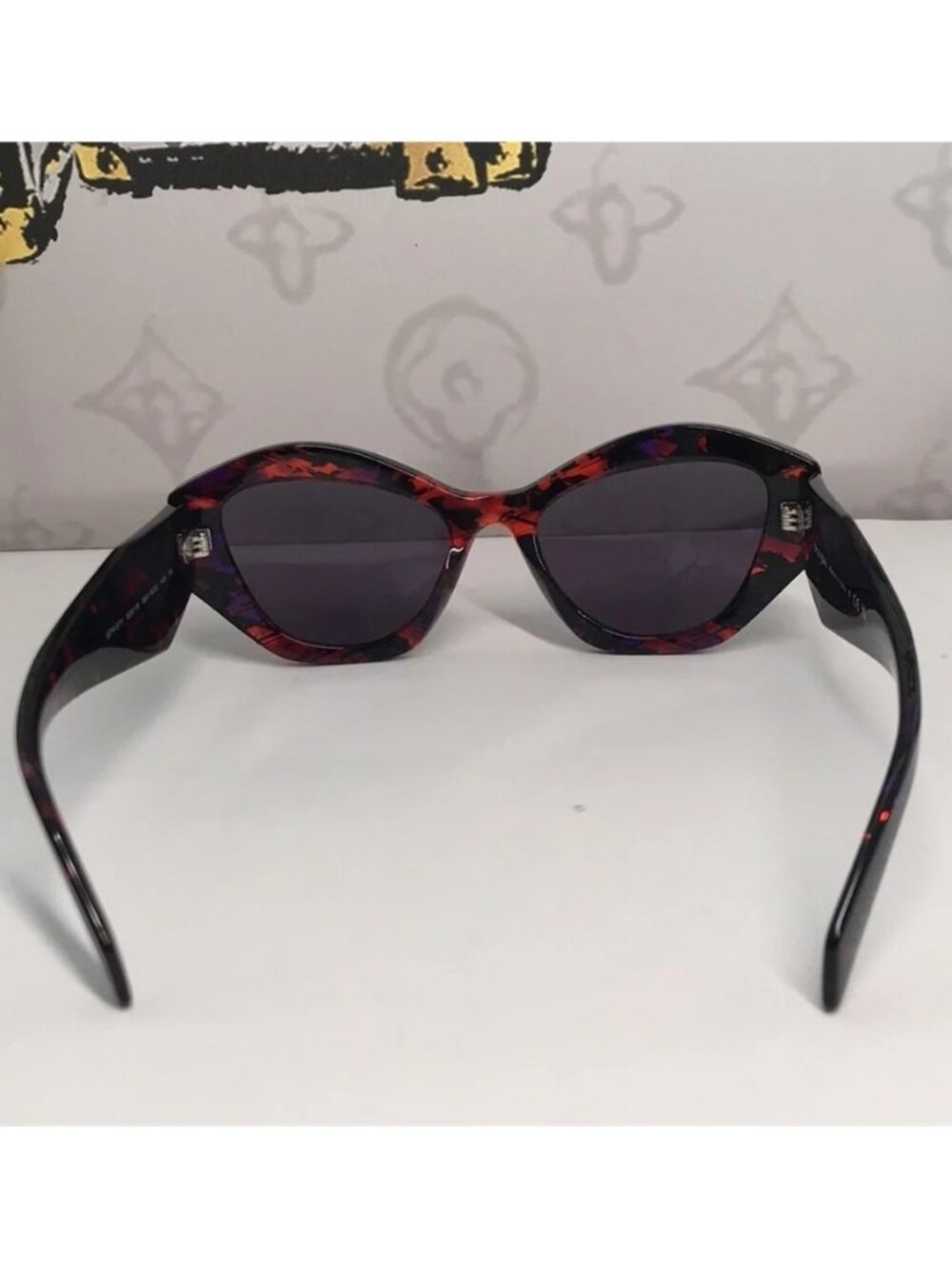 New Authentic Prada PR07YSF Women’s Sunglasses – Abstract Orange Frame / Violet - Picture 7 of 13